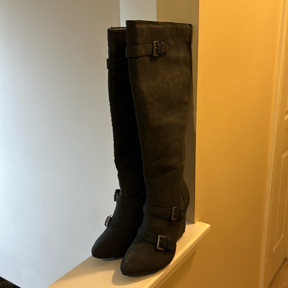 Tall wedge boots, never worn